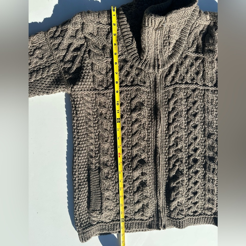 NWT Aran Crafts Merino Cable Knit Women's Brown Cardigan Sweater Full Zipper, S - Picture 10 of 10